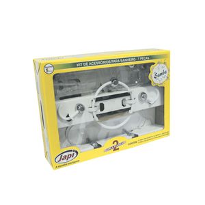 Kit Acess Para Banheiro Samba Com 7 Peças Branco/Cromado Japi