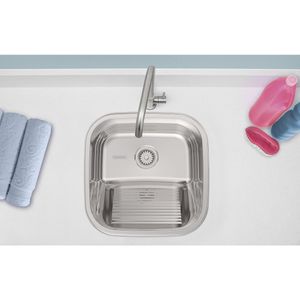 Tanque Encaixe Aco Inox 40x40 Polido Com Valvula Tramontina