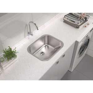 Tanque Encaixe Aco Inox 50x40 Acetinado Com Valvula Tramontina