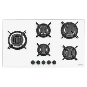 Cooktop A Gás Vidro 5 Queimadores 86x51cm Bivolt Branco Penta Side Plus W 5gg Tri Perfecta Tramontina