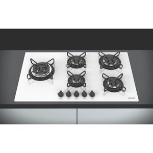 Cooktop A Gás Vidro 5 Queimadores 86x51cm Bivolt Branco Penta Side Plus W 5gg Tri Perfecta Tramontina