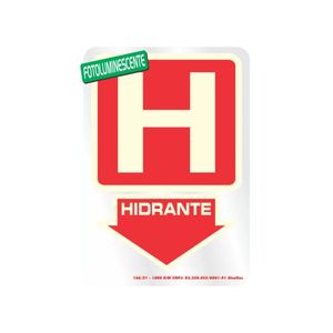 Placa Alumínio 16x23 Hidrante Fotoluminescente Sinalize
