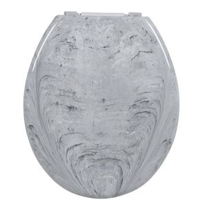 Assento Sanitário Oval Almofadado Marmorizado  Branco Astra