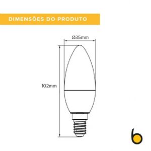 Lâmpada Led Vela Lisa Leitosa E14 3w 2700k Bivolt Brilia