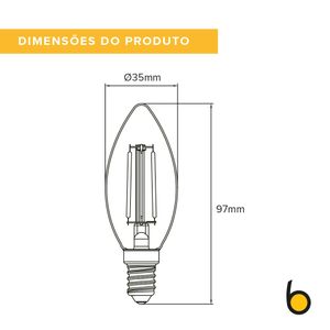 Lâmpada Led Vela Filamento Vintage E14 2.5w Âmbar 127v Brilia
