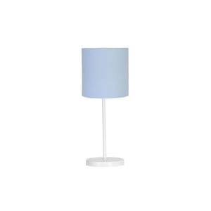 Abajur Lorran Alumínio Branco Com Cupula Tecido Azul Para 1 Lâmpada Kin Home