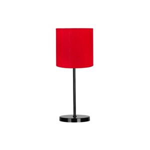 Abajur Lorran Alumínio Preto Com Cupula Tecido Vermelho Para 1 Lâmpada Kin Home