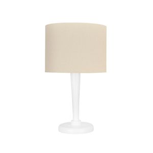 Abajur Damon Madeira Com Cupula Tecido Branco Para 1 Lâmpada Kin Home