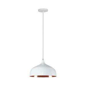 Pendente Luxor Branco Com Cobre Para 1 Lâmpada Kin Home