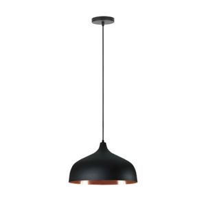 Pendente Luxor Preto Com Cobre Para 1 Lâmpada Kin Home