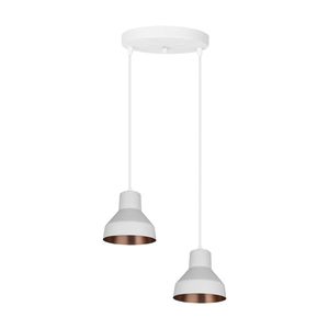 Pendente Viena Branco Com Cobreado Para 2 Lâmpadas Kin Home