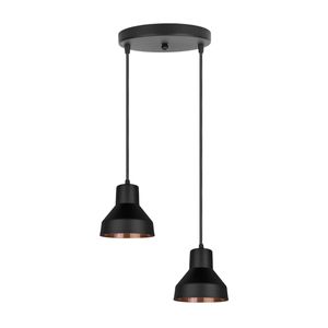 Pendente Viena Preto Com Cobreado Para 2 Lâmpadas Kin Home