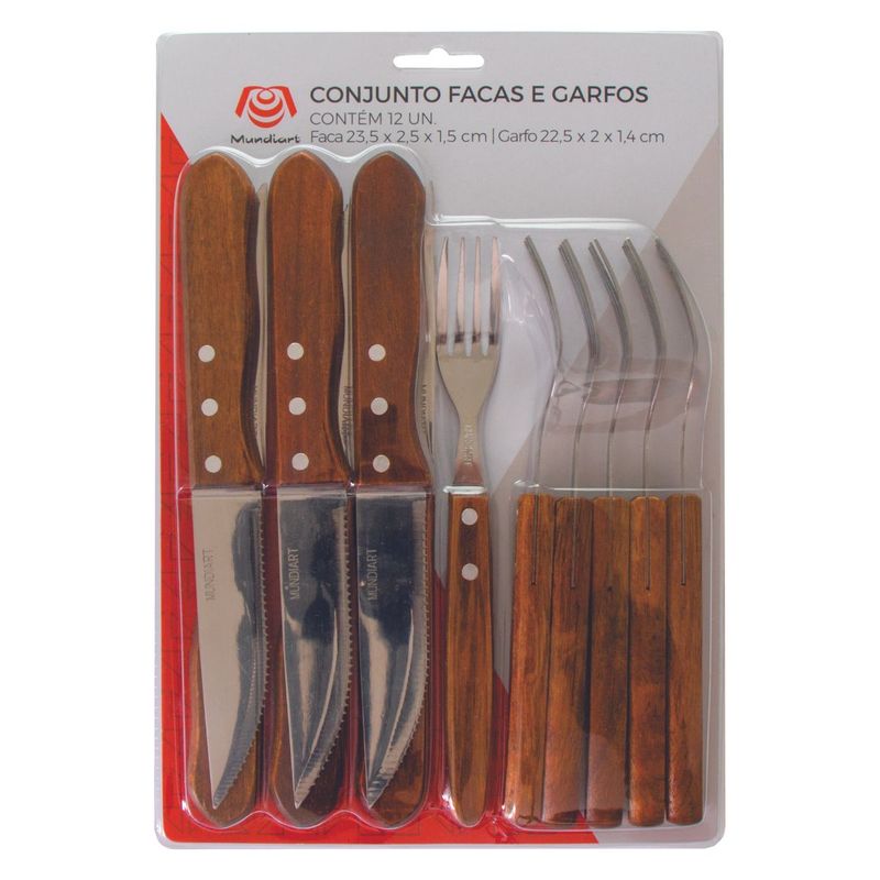 Conjunto Churrasco Garfo e Faca 12 Peças