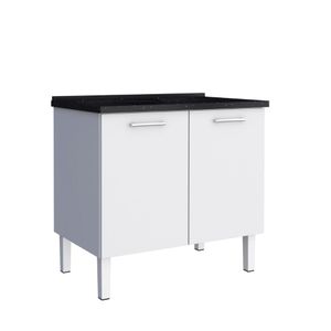 Gabinete Aço Com Tanque Flat 95.7m Granitado Preto Cozimax