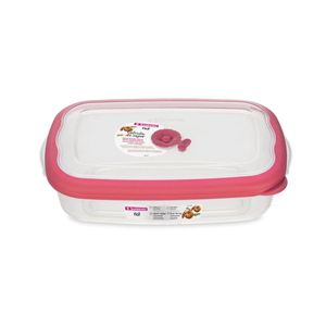 Pote Retangular Plástico Com Valvula De Vapor Rosa 430ml Sanremo