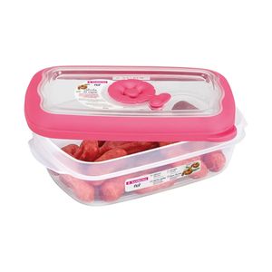 Pote Retangular Plástico Com Valvula De Vapor Rosa 430ml Sanremo