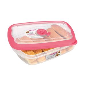 Pote Retangular Plástico Com Valvula De Vapor Rosa 1.26l Sanremo