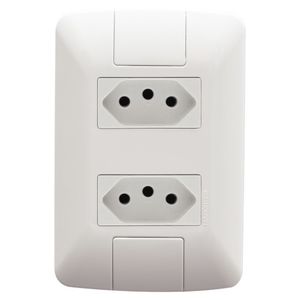 Conjunto 2 Tomadas 2p+T 10a 250v Aria Branco Tramontina Eletrik
