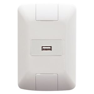 Conjunto Tomada Usb 1.5a Bivolt Aria Branco Tramontina Eletrik