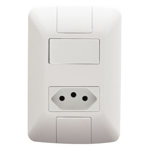 Conjunto Interruptor Simples 6a+Tomada 2p+T 20a Aria Branco Tramontina Eletrik