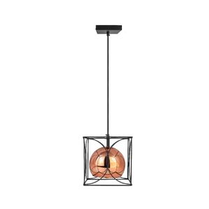 Pendente Madrid Preto Vidro Cobre Para 1 Lâmpada Kin Home
