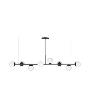 Pendente Luna Preto Vidro Fosco Para 8 Lâmpadas Kin Home