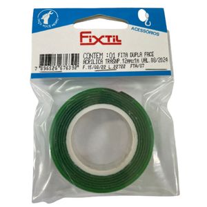 Fita Dupla Face Acrílica Transparente 19mmx1  Fixtil