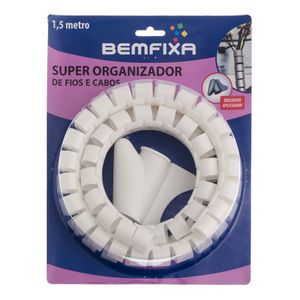 Super Organizador De Fios E Cabos 28mm Branco 1.5mts Bemfixa