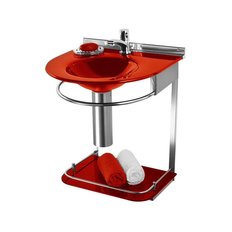 Conjunto Lavabo/Espelho Mold Vermelho 50x46x62.5cm 973 Cris Metal Joli 