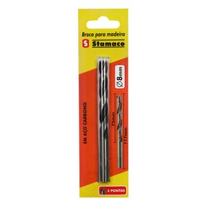 Broca Aço Carbono Para Madeira 3 Pontas 8x117mm Stamaco