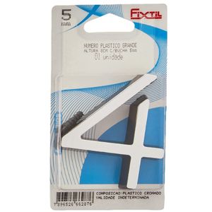 Número 4 De Plástico Preto/Cromado Grande 8cm Abs Fixtil