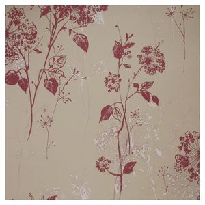 Papel De Parede Vinil Floral Bege/Vermelho 0.50x10mt Sugestões
