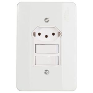 Conjunto Milleniun 1 Interruptor Simples + 1 Interruptor Paralelo + 1 Tomada 2p+T 10a Mec-Tronic