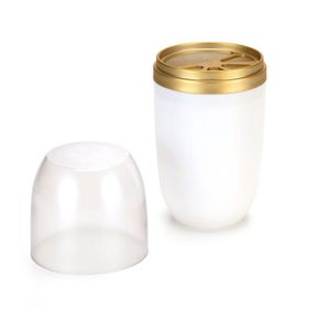 Porta Escova Com Tampa Transparente Branco/Dourado 500ml Arthi