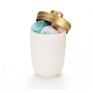 Porta Algodão Branco/Dourado 500ml Arthi