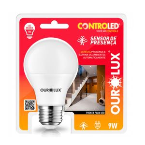 Lâmpada Controled Com Sensor De Presença 9w 6500k Ourolux