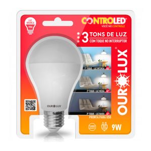 Lâmpada Controled 3 Tons De Luz 9w 6500k Bivolt Ourolux