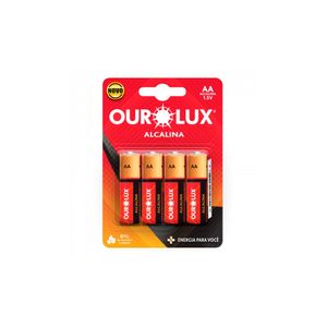 Pilha Alçalina Aa Pequena Blister Com 4 Unidades Ourolux