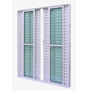 Porta Balcão 6 Folhas Diamante Veneziana Branco 210x200 Esquadrifazio