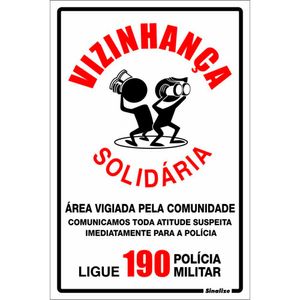 Placa Poliestireno 20x30cm Vizinhança Solidária Sinalize