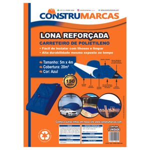 Lona Carreteiro 150 Micras Azul 5x4m 20m² Construmarcas