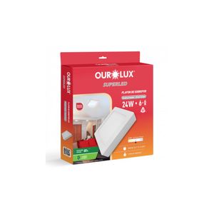 Plafon Led Sobrepor 24w 4000k Quadrado Bivolt Ourolux