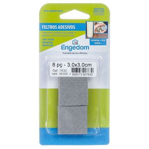 Feltro Cinza Quadrado 3.0x3.0cm Com 8 Peças Engedom