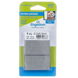 Feltro Cinza Retangular 3.0x5.0cm Com 8 Peças Engedom