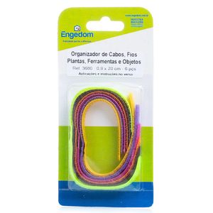 Organizador Para Cabos E Fios 0.9x20cm Colorido 6 Peças Engedom
