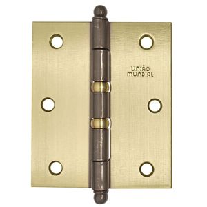 Dobradiça Média 3 1/2x3 Ferro Latonado Oxidado Com Anel União Mundial