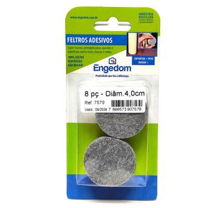 Feltro Cinza Diâmetro 4.0cm Com 8 Peças Engedom