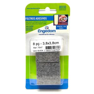 Feltro Cinza Quadrado 3.8x3.8cm Com 8 Peças Engedom