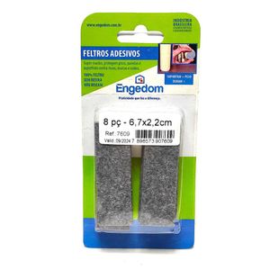 Feltro Cinza Retangular 6.7x2.2cm Com 8 Peças Engedom