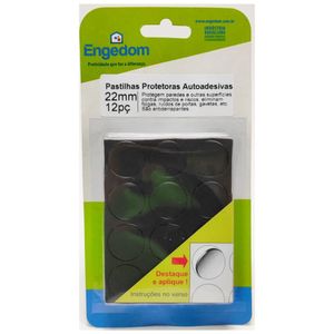 Pastilha Circular Pvc 22x3mm Preta Engedom